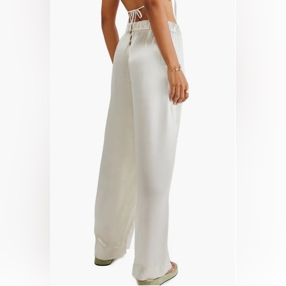 Free People Satin Wide Leg Pants in Ivory - Picture 5 of 14